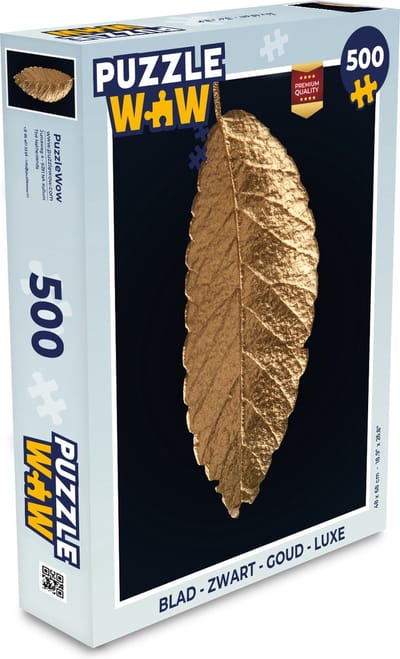 Puzzel Bladeren - Zwart - Goud - Luxe - Natuur - Legpuzzel - Puzzel 500 stukjes