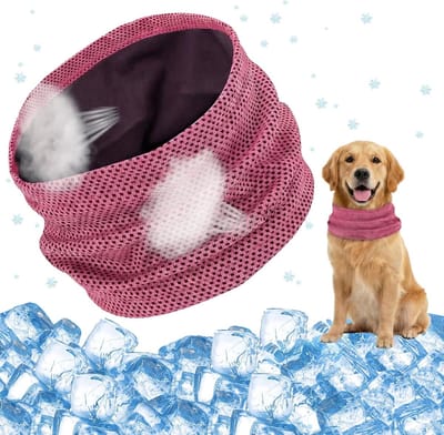 VHV - Koelbandana hond - 2PCS - Koelhalsband hond - Verkoelende bandana - Zelfkoelend - Verstelbaar - Voor de zomer en hitte - Voor honden en puppies - Rozerood - Maat L