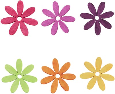 Strooidecoratie hout bloemen tafeldecoratie zomer kleurrijk Ø4cm 72 st