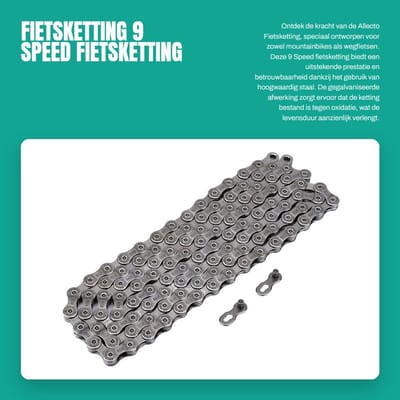 Dailygoods- Fietsketting 9 Speed - Hoogwaardig Staal - Gegalvaniseerd - Duurzaam - Anti-oxidatie - Zilver - Fietschain