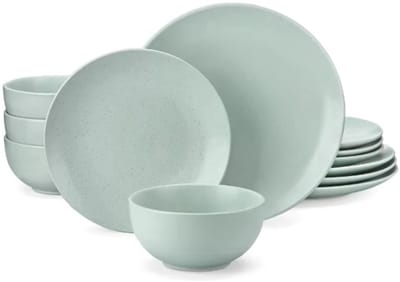 Serviesset 12 delig Lichtgroen - 12 persoons, Dinerborden en Bordenset - Voor Diner, Keuken, Dagelijks Gebruik en Ontbijt