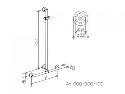 KEUCO PLAN Care steungreep met doucheglijstang, breedte 682mm, hoogte 1263mm, 34914170611