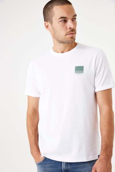 GARCIA Heren Print T-shirt Wit Korte mouw