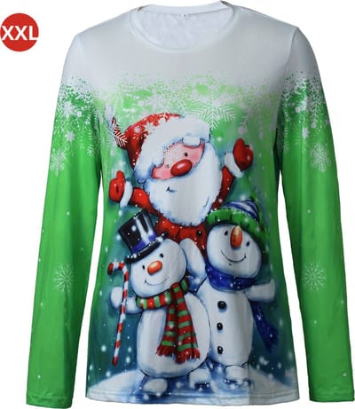 Bovista Kersttrui - Dames - Foute Kersttrui - Christmas Sweater - Kerst Sweater - Christmas Jumper - Pyjama - Groen - Maat XXL