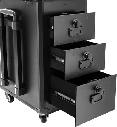 Make-upkoffer met 4 universele wielen, combinatieslot en ruime opbergruimte voor visagisten en make-up liefhebbers, 42 x 28 x 53 cm