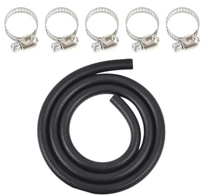 Brandstofslang 1 meter - 10 mm binnendiameter met slangklemmen voor grasmaaiers, auto en tractor