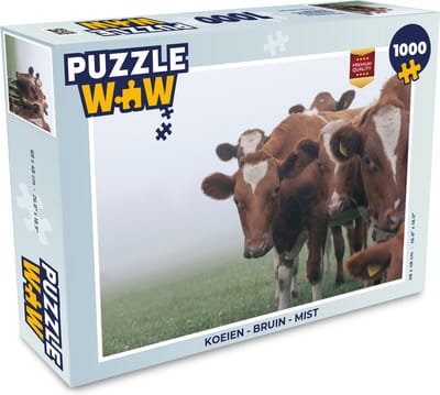Puzzel Koeien - Bruin - Mist - Legpuzzel - Puzzel 1000 stukjes volwassenen