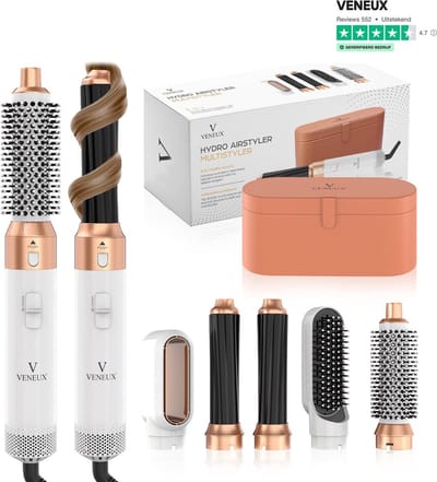 WAJD Airstyler 6-in-1 – Föhn & Multistyler met Auto-Wrap Curlers, Diffuser & Opbergetas – Geen Hitteschade