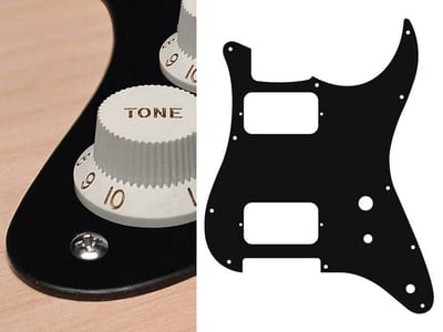 Boston ST-131-BM pickguard, Stallion, HH, 2 pot holes, toggle switch, 1 ply, black matt