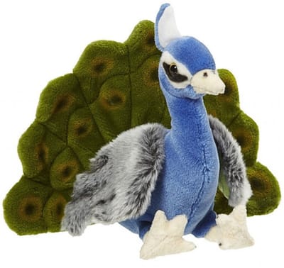 Nature Planet Pauw - blauw/groen - 24 cm - pluche dieren knuffels - Pauwen - Vogels
