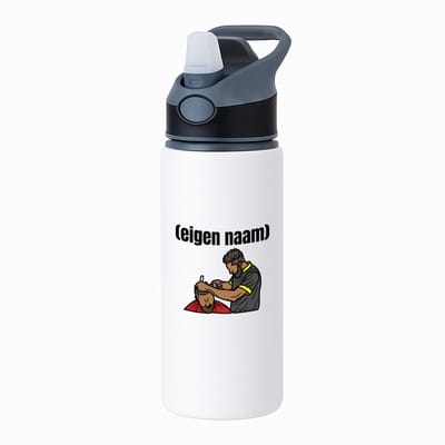 Hacebo® - kapper man met eigen naam waterfles met rietje zwart - Kapper - barbers - collega's - verjaardag - afscheidscadeau - geschenk - kado - water fles - 650ML