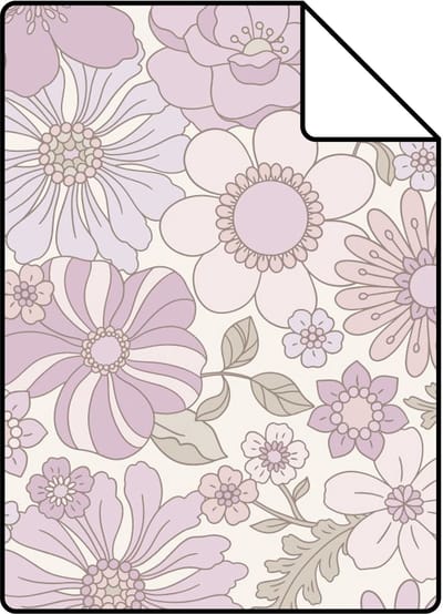 Proefstaal ESTAhome behang retro bloemen lichtpaars - 26.5 x 21 cm - 131246-S