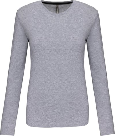 Kariban Dames T-shirt ronde hals lange mouwen K383 - Oxford Grey - 3XL