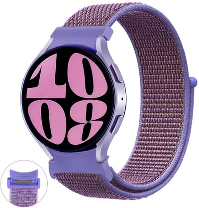 Stravo Klassiek Nylon bandje - Geschikt voor Samsung Galaxy Watch 7 (40 & 44mm) / FE / 6 / 6 Pro / 5 / 5 Pro / 4 / 4 Classic -Snelle Snelkoppeling & Naadloze Pasvorm Nylon Horlogebandje – Paars