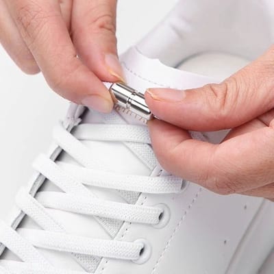 PRO-Deals - Elastische Veters met lock gesp - Schoenveters - Nooit meer strikken - Wit / White - No Tie - Metallic