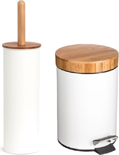Zeller Badkamer/toilet accessoires - WC-borstel en pedaalemmer 3L - wit