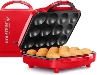 Cupcake Maker - Muffin Apparaat - Snelle Gebakjes Maken - Antiaanbaklaag - 12 Stuks - Rood