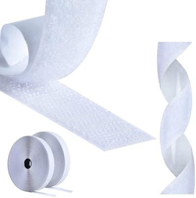 Belcro Dubbelzijdig plakband, 5 m, zelfklevend, 16 mm breed, herbruikbaar, nylon, dubbelzijdig, extra sterk, voor kantoor, thuis, doe-het-zelf