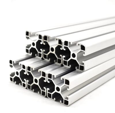 6x Aluminium Profiel met Groef 8 - 40x40 mm - Lengte 130 cm - Zwart