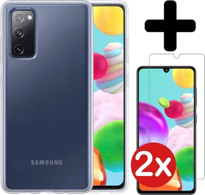 Hoesje - Met 2x Screenprotector - Geschikt voor Samsung Galaxy A41 - Sterk & Shockproof - Telefoon Hoes - Back Cover - Siliconen Case - Telefoonhoes - Transparant
