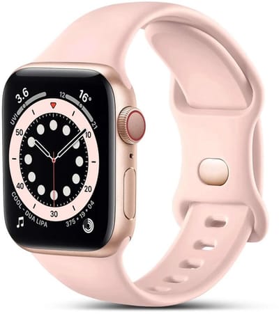 Mobiq - Siliconen Bandje geschikt voor Apple Watch 45 mm - lichtroze