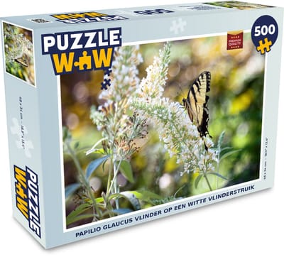 Puzzel Papilio glaucus vlinder op een witte vlinderstruik - Legpuzzel - Puzzel 500 stukjes