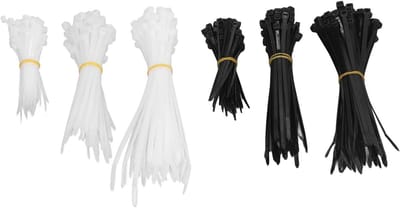 Kabelbinders Set - Tie Wraps Draadbanden - Kabels Organiseren - Zelfvergrendelend Nylon - 4 6 8 inch - Zwart Wit