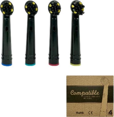 green-goose® Oral B Houtskool Opzetborstels - Zwart - 4 Borstels