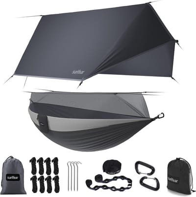Camping Hangmat met Regenvlieg en Net - Dubbele Hangmat voor Buiten - Heavy Duty en Comfortabel