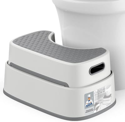 MR.SIGA Toilet Stool Squat Adult, Bathroom Stool Heavy Duty, Non-slip Toilet Step for Bathroom, Toddler Step Stool for Kids, Dark Gray & Light Grey
