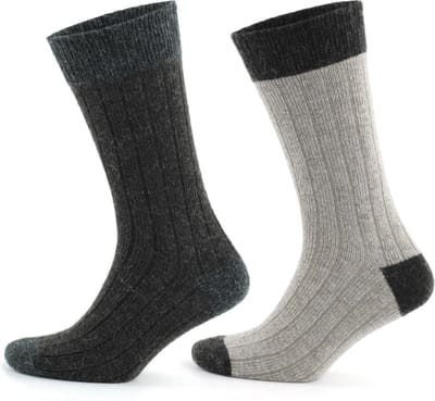GoWith Alpaca Wollen Sokken-2 paar-Thermosokken en Huissokken-Beige en Bruin-Maat 39-42