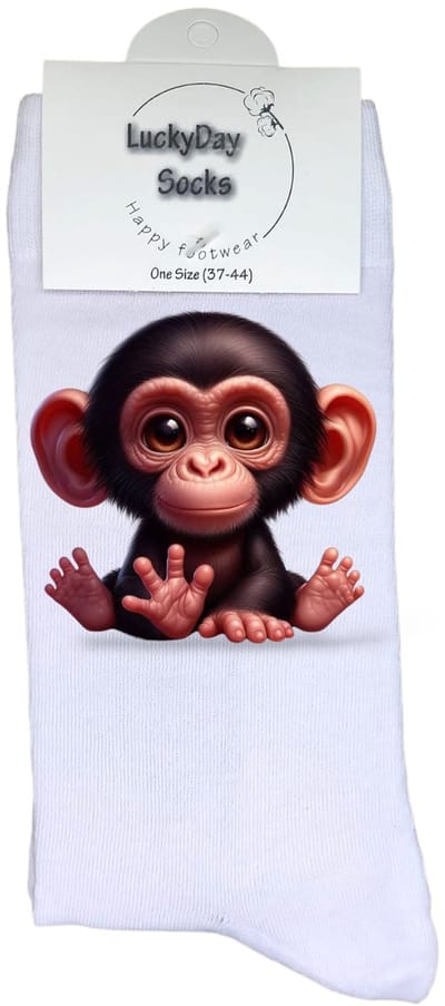 Luckyday Socks - Unisex sokken - Chimp - cadeau sokken - Maat 37-44