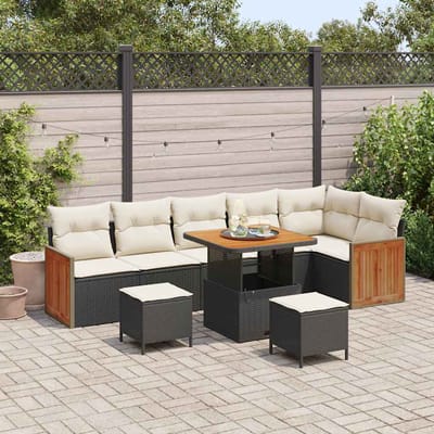 vidaXL - Tuinbank - Set - 11 - st - 7-Aantal - zitplaatsen - Zwart - en - Crème