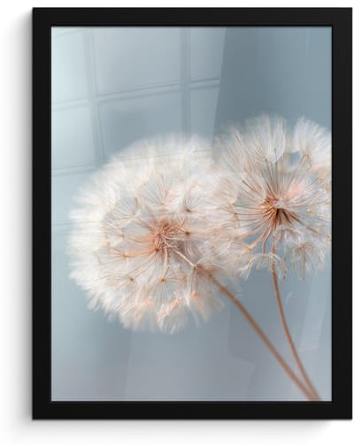 Poster in lijst - Fotolijst 30x40 cm - Posters - Paardenbloemen - Pluisjes - Wit - Posterlijst zwart - Decoratie - Wanddecoratie woonkamer - Muurdecoratie slaapkamer
