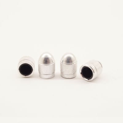 Schrader (auto) ventiel - Zilver aluminium - kunststof kern - bolvormig