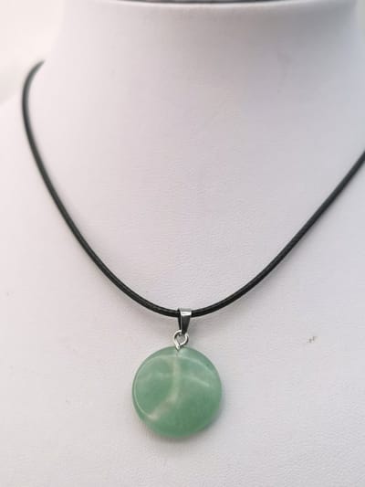 Edelsteen - Groene Aventurijn - rond Hanger met - gratis - zwart - wax koord Ketting - 40cm + 5cm Verstelbaar - Alle kinderen hebben een natuurlijke aantrekkingskracht op edelstenen.