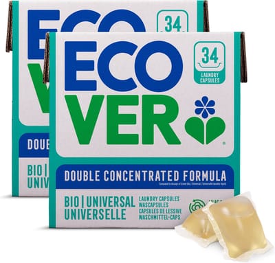 Ecover Universal - Waspods - 2 x 34 stuks - 3-in-1 werking - Dubbel geconcentreerde formule - Plantaardig & Biologisch afbreekbaar