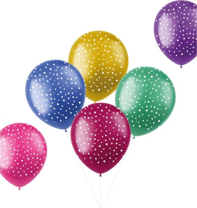 Folat - ballonnen Shimmer Stippen en Sterren Meerkleurig 33 cm - 6 stuks