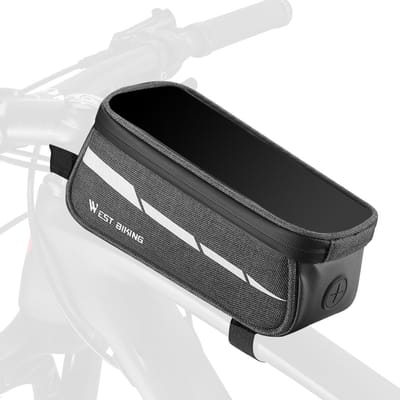 1L sac de vélo réfléchissant cadre de vélo sac avant écran tactile sac de téléphone portable sac de cyclisme route gris foncé