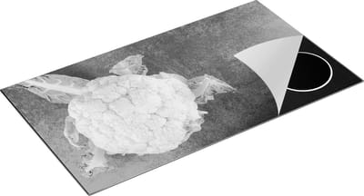 Chefcare Inductie Beschermer Bloemkool op Grijze Marmer - Zwart Wit - 95x50 cm - Afdekplaat Inductie - Kookplaat Beschermer - Inductie Mat