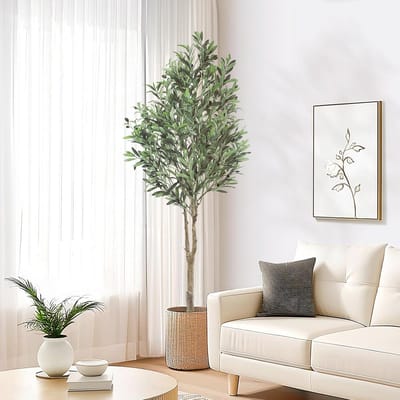 Kunstmatige Olijfboom - 180cm Grote Kunstplant in Pot, Decoratieve Olijfboom voor Thuis, Woonkamer, Slaapkamer, Kantoor en Tuin