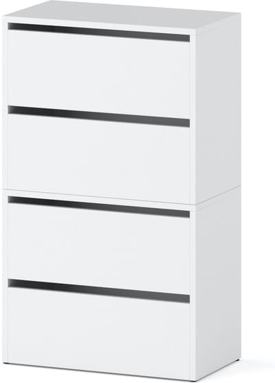 Meubel Square - Schoenenkast STEP - Set van 2 - Mat Wit - Modulaire schoenenkast zonder handgrepen