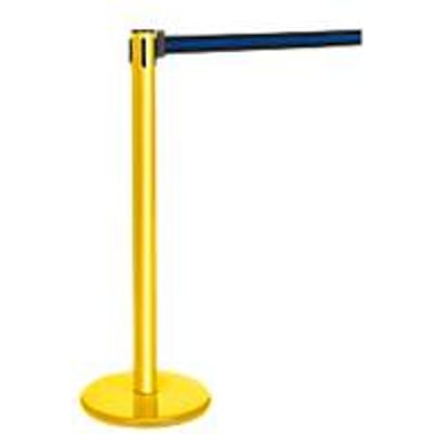 Afzetpaal met trekband geel, trekband zwart/blauw