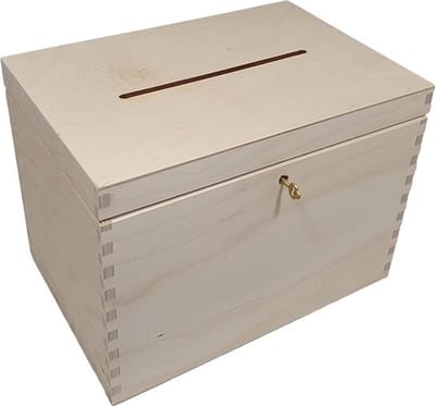 Enveloppenkist laag bruiloft - Enveloppendoos laag huwelijk - Luxe slot - Populieren multiplex - L 29,1 CM x B 20,1 CM x H 21,8 CM -