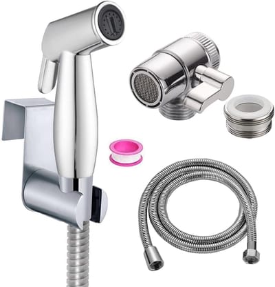 Dailygoods - Bidet Handdouche van ABS-kunststof, baby-stoffen luiersproeiset met kraandispenser, slanghaak van roestvrij staal, M22 x M24 waterkraandispenser, badkamerhygiëne en luierreiniging