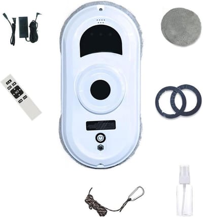 Glazenwasser Robot - Ramenwasser Automatisch - Streeploos Schoonmaken - Dubbele Schijf Reiniging - 20 Min Batterij - One Color