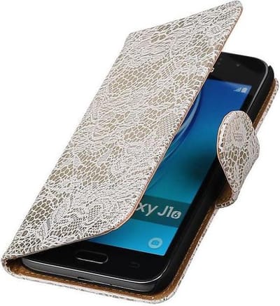 Bloem Bookstyle Hoesje - Wallet Case Telefoonhoesjes - Geschikt voor Samsung Galaxy J1 J100F Wit