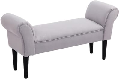 Bedbank, gevoerde bank, zitbank, bank voor slaapkamer en hal 102 × 36 × 51 cm – canvasstof, grijs – draagvermogen tot 130 kg, eenvoudig te monteren