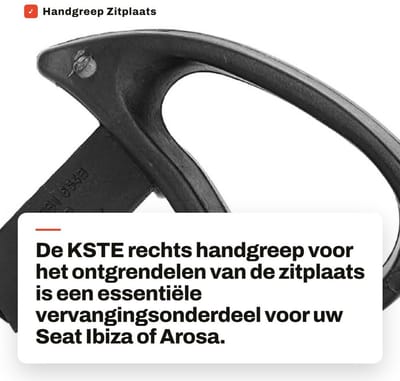 Dailygoods- Autostoel Handgreep Hoogwaardige Kwaliteit - Geschikt voor Seat Ibiza/Arosa - OEM Normen - Eenvoudige Installatie - Referentienummer 1J3881634B - Schokbestendig - Stoelhendel