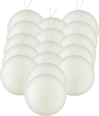 16x stuks kerstballen zilver/wit glitters kunststof diameter 7 cm - Kerstboom versiering